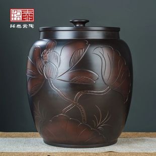 建水紫陶茶缸陶瓷茶叶罐密封罐家用防潮聚香存储普洱茶大号高档新