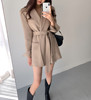 韩国INS气质复古轻熟风优雅西装领小个子系带宽松长袖西装外套女