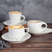 欧式拉花卡布奇诺咖啡杯碟套装陶瓷纯白奶茶杯酒店客房通用茶杯