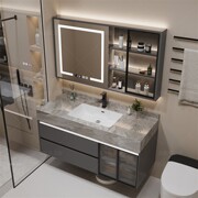 岩板无缝拼接陶瓷一体浴室柜，组合卫生间洗手洗脸盆，柜智能洗漱台池