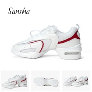 sansha法国三沙现代舞鞋，女柔软牛皮广场，舞跳舞鞋气垫软底运动鞋