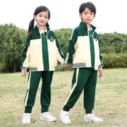 2023幼儿园园服小学生，校服夏季班服墨绿色，短袖套装教师亲子装