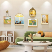 法式奶油风风景海上日出装饰画客厅沙发背景墙，挂画轻奢现代组合画