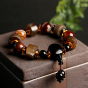 天然缠丝红玛瑙手串藏式老玛瑙，佛珠民族风情侣式手链民族风手环