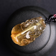 天然金发晶(金发晶)貔貅，吊坠钛晶水晶貔貅，挂件饰品男款项链女礼物
