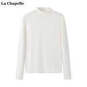 拉夏贝尔/La Chapelle秋冬半高领打底衫女内搭德绒长袖T恤衫