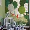 儿童房墙布绿野森林墙纸定制壁画北欧创意卧室床头背景墙艺术壁纸