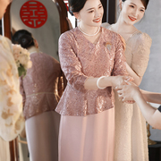 妈妈婚宴礼服高贵平时可穿连衣裙2023年秋季喜婆婆，参加婚礼装