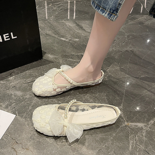夏季老北京布鞋女透气单鞋，蕾丝镂空软底女鞋平底豆豆鞋孕妇鞋鞋子