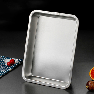 特厚304不锈钢方盘长方形托盘平底盘子 商用烤盘菜盘蒸饭盘烤鱼盘