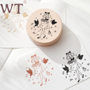WT品牌原创 春日收藏家 木质印章女孩与自然手帐印章装饰可爱清新