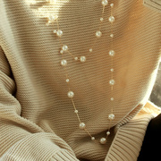 珍珠装饰项链女毛衣链，2024网红春夏长款轻奢小众大气高档