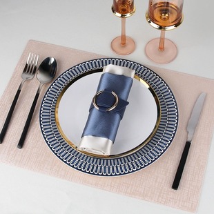 酒店蓝色地中海餐盘套装家用西式牛排骨瓷盘样板房餐具摆台西餐盘