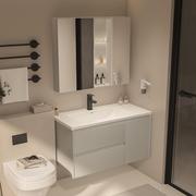 现代简约浴室柜卫生间洗脸盆组合一体陶瓷实木板洗手池洗漱台面盆