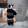 熊猫圆圆男童秋季卫衣套装2023儿童，帅气秋装扎染两件套潮童装
