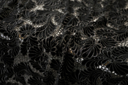 日本进口重磅黑底，银花镂空绣花针织，金丝绒天鹅绒布料设计师面料