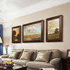 美式客厅装饰画复古挂画世界名画，风景油画沙发，背景墙三联画欧式