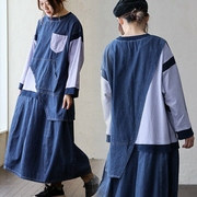 设计感独特春夏，2024日本贵牌宽松彩色，拼接长袖卫衣连衣裙