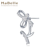 MaBelle/玛贝尔18K白金/玫瑰金 蝴蝶结款 单边钻石耳钉可脱卸两用