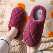 秋冬季棉拖鞋女中老年，居家用软底保暖简约室内地板，防滑包头毛绒面(毛绒面)