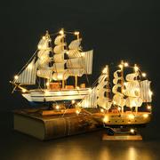 古风模型木质工艺品一帆风顺家居摆件乔迁海盗船摆件