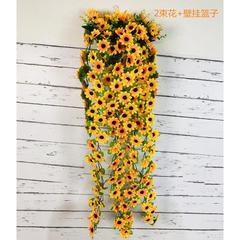 仿真太阳花假花藤条壁挂花墙壁幼儿园装饰花吊兰向日葵塑料藤