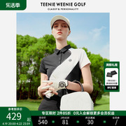 teenieweeniegolf小熊高尔夫女装户外运动，黑白撞色polo衫短袖t恤