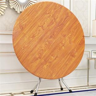 可狄餐桌折叠桌便携式圆形，折叠餐桌小户型家用吃饭桌子圆桌深木