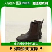 日本直邮Menue menue 卷跟侧戈尔靴子（1084 棕色 PU）短靴