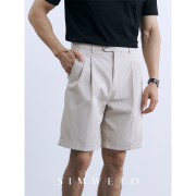 夏季男士免烫短裤透气舒适亚麻垂感商务英伦休闲裤那不勒斯绅装裤