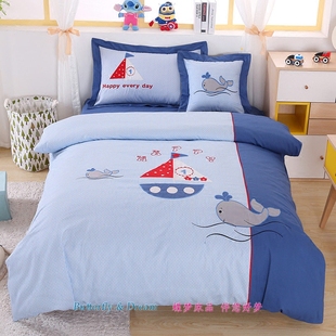 纯棉儿童床上用品k四件套全棉男孩男童卡通床品三件套床单被套1.2