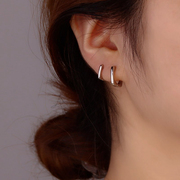 s925银几何方形耳扣女2024年潮ins小众设计简约气质复古耳环
