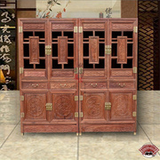 缅甸花梨木中式仿古雕花书柜，大果紫檀实木书柜，书架红木书橱储物柜