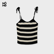 NOME诺米2023夏季女装显瘦撞色条纹毛织吊带女设计感小众