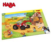 HABA拼图玩具德国进口益智游戏木质单层3岁农用机械拼图304655