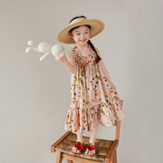 utouto大耳象女童花朵，树叶吊带裙2024夏季女宝宝，洋气时尚裙子
