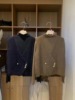 十三行韩版排扣V领针织毛衣马甲+高领上衣2023秋季两件套女装