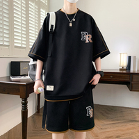 夏季韩版t恤男孩12-15岁青少年，学生13短袖，短裤14帅气休闲男装套装