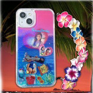 废物点心空间站原创设计summer vibe情热海岛夏日乐园流沙手机壳适用于iPhone 15 pro