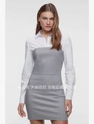 40853南非单~衬衫拼接假两件OL通勤修身长袖衬衫裙连衣裙女0.31