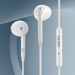 漫步者h180plus耳塞式耳机带麦克风线控半入耳式有线语音重低音电脑，台式笔记本适用于小米vivo苹果手机通用