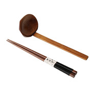 耳耳家居日式实木筷子勺子，套装木质一人，食餐具拉面勺汤勺木筷子