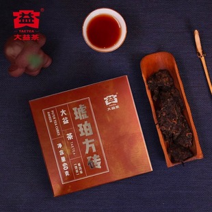 大益普洱茶琥珀方砖，熟茶2022年云南勐海茶叶，砖茶60g*4片盒装