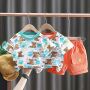 男宝宝夏装男童套装0一1-2-3岁韩版潮衣婴儿童春秋帅气洋气两件套