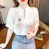 蕾丝衫女士时尚复古刺绣上衣，2023夏季韩版休闲衬衫设计感小众
