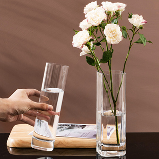 北欧简约现代透明小花瓶摆件客厅餐桌花艺套装水养插花玻璃装饰品