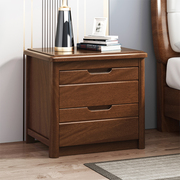 床头柜全实木简约现代新中式红黑金丝檀胡桃榉木色宽窄床边收纳柜