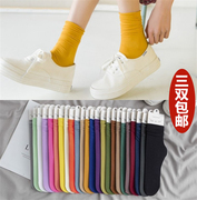 夏季韩国薄款小腿袜堆堆袜天鹅绒日系彩色长筒袜女长袜子潮夏天