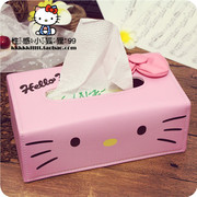 hello kitty蝴蝶结桌面皮革纸巾盒时尚个性 可爱抽纸盒纸巾套