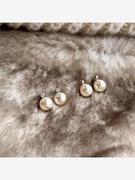 韩式韩版珍珠耳钉女微镶锆耳环日常通勤百搭高级感925纯银针耳饰